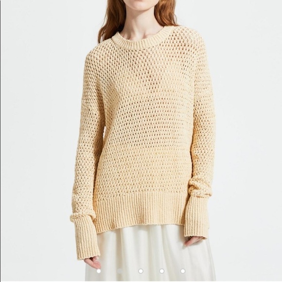Theory Sweaters - New THEORY Yellow Cotton Nylon Karenia Sweater Size Large